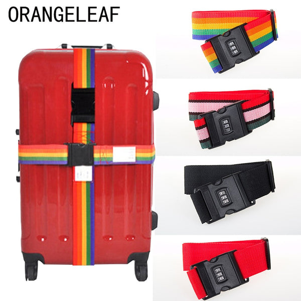 Luggage Strap Cross Belt Packing 200CM Adjustable Travel Accessories Suitcase Nylon 3 Digits Password Lock Buckle Strap Belt Tag
