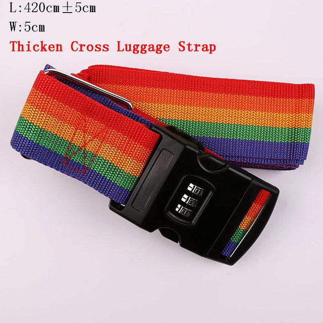 Luggage Strap Cross Belt Packing 200CM Adjustable Travel Accessories Suitcase Nylon 3 Digits Password Lock Buckle Strap Belt Tag