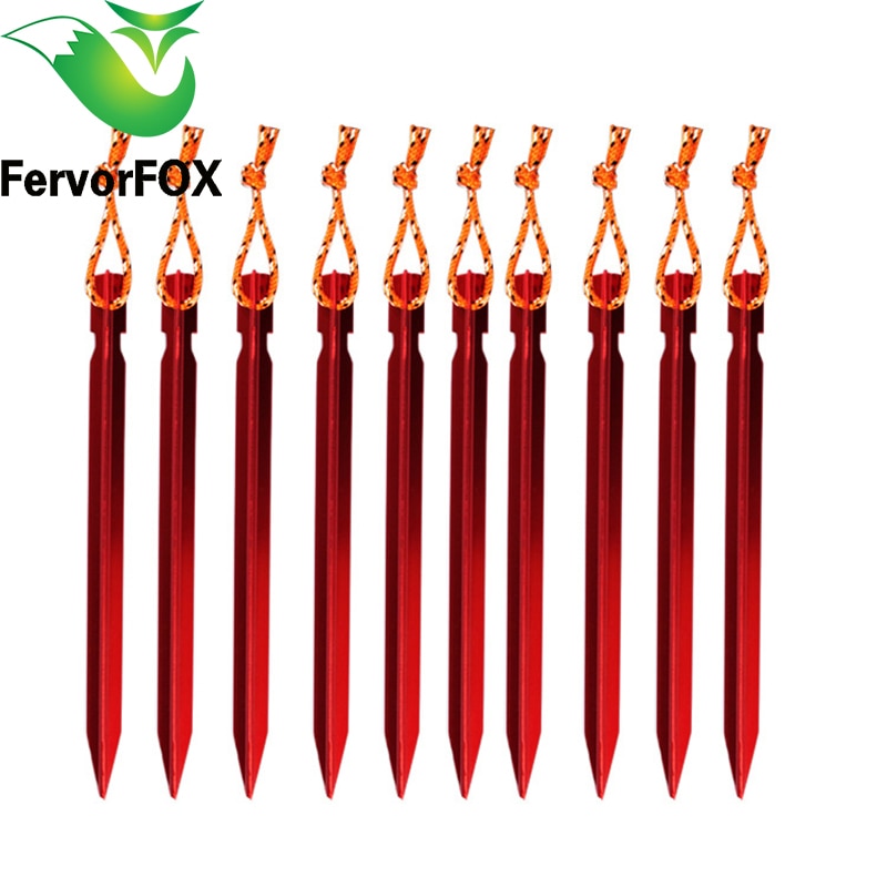 23cm Professional 10 Pcs Aluminument Tent Pegs with Rope Stake Camping Hiking Equipment Outdoor Traveling Tent Accessories