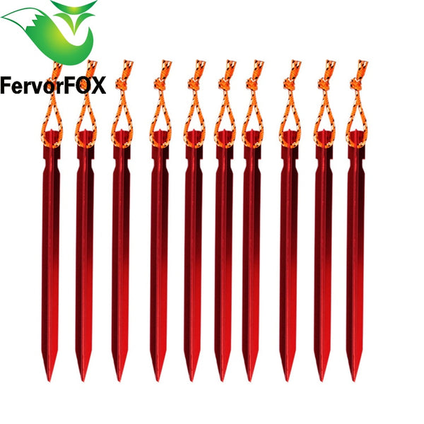 23cm Professional 10 Pcs Aluminument Tent Pegs with Rope Stake Camping Hiking Equipment Outdoor Traveling Tent Accessories