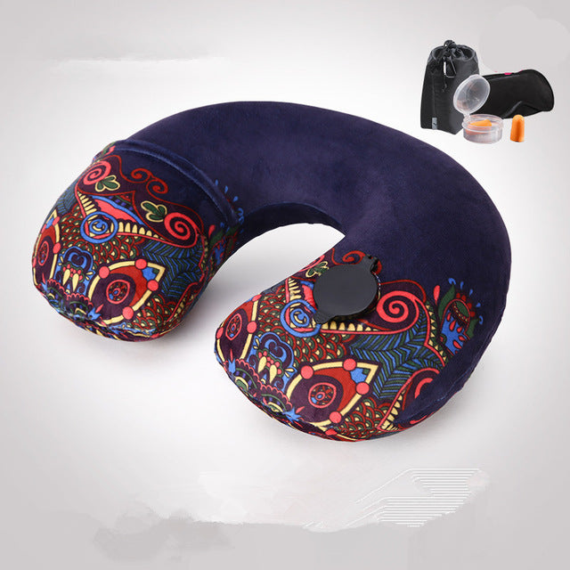 New H Shape Inflatable Travel Pillow Folding Lightweight nap Neck Pillow Car Seat office Airplane sleeping Cushion Pillow