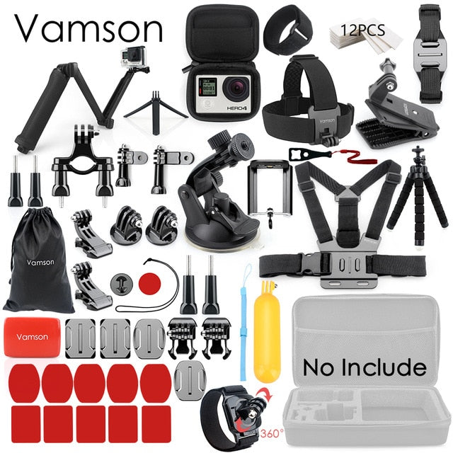 Vamson for Gopro Accessories Set for go pro hero 7 6 5 4 3 kit 3 way selfie stick for Eken h8r / for xiaomi for yi EVA case VS77