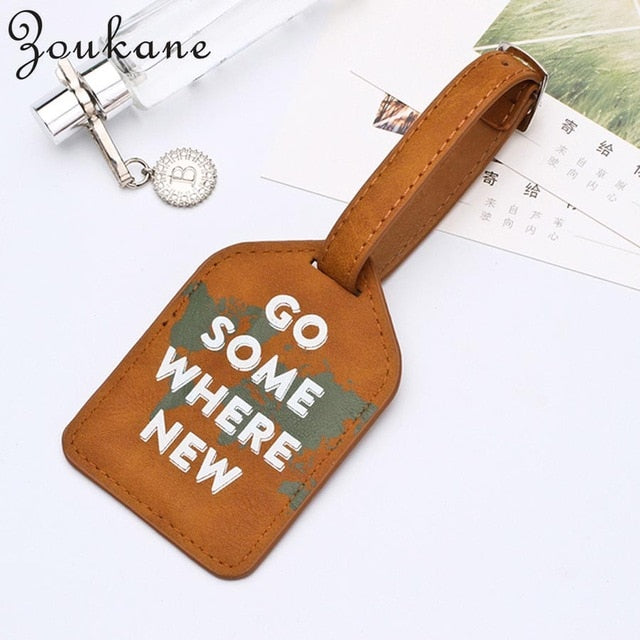 Zoukane Leather Suitcase Luggage Tag Label Bag Pendant Handbag Portable Travel Accessories Name ID Address Tags LT02