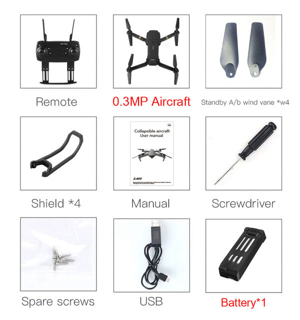 Eachine E58 WIFI FPV With True 720P/1080P Wide Angle HD Camera High Hold Mode Foldable Arm RC Drone Quadcopter RTF VS S9HW M69